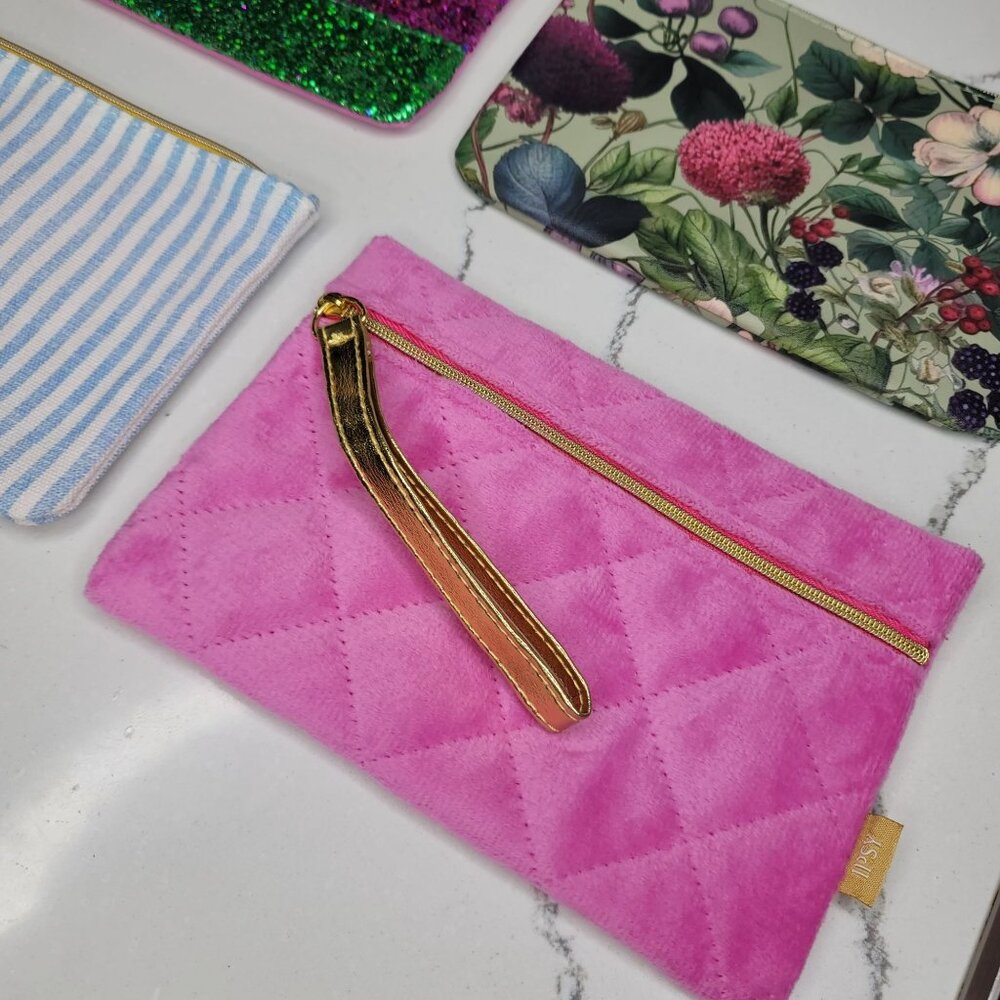 ipsy cosmetic makeup bag lot of 4 NEW glitter, floral, pink, peach no makeup - Picture 3 of 6